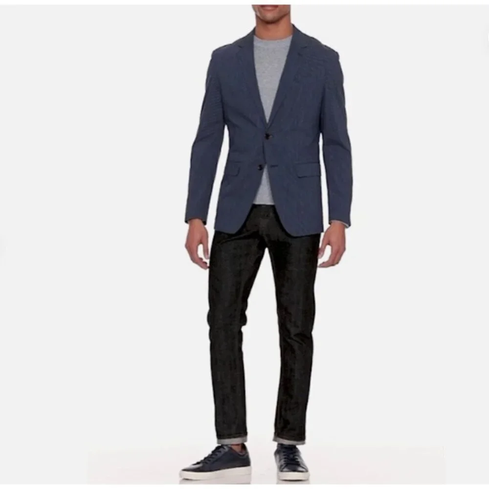 Banana Republic Men's Slim Fit Navy Blue Stripe Blazer Lined Size 38S NEW RT$200